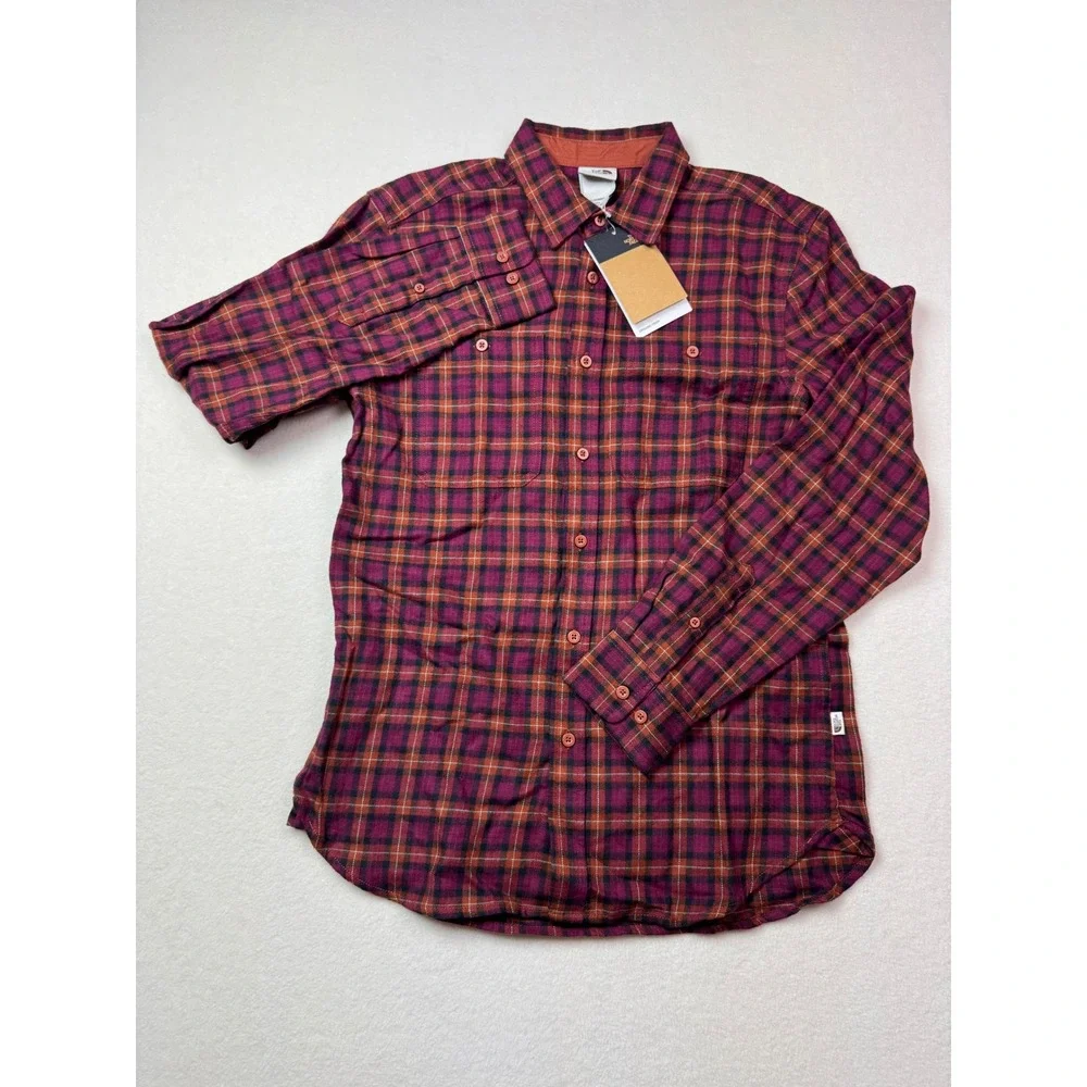 The North Face Arroyo Men's Small Brown Plaid Cotton Button Down‎ Shirt NEW